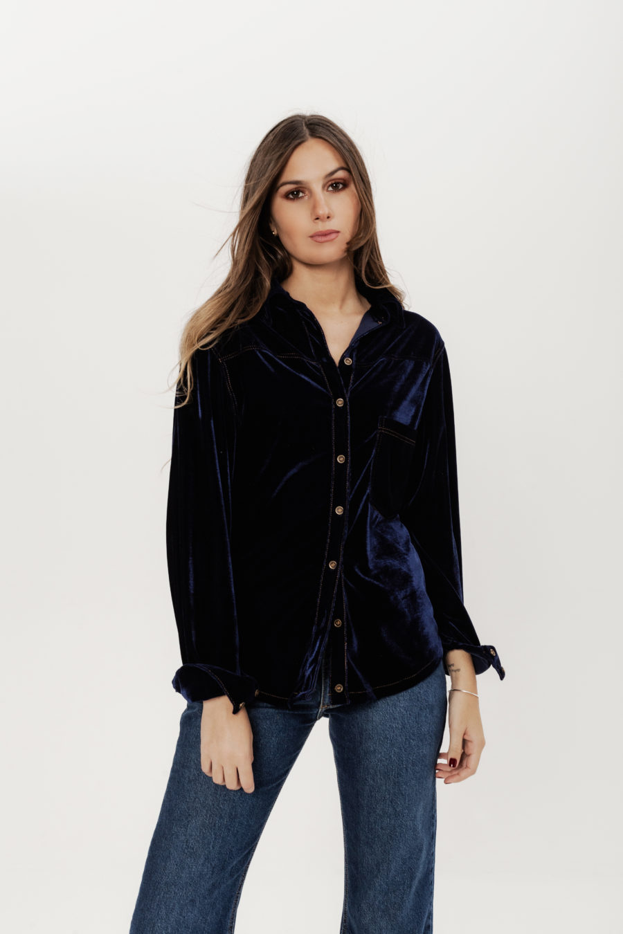 CAMISA TERCIOPELO azul s