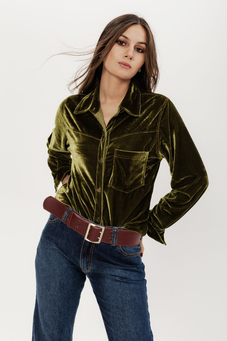 CAMISA TERCIOPELO verde oliva s