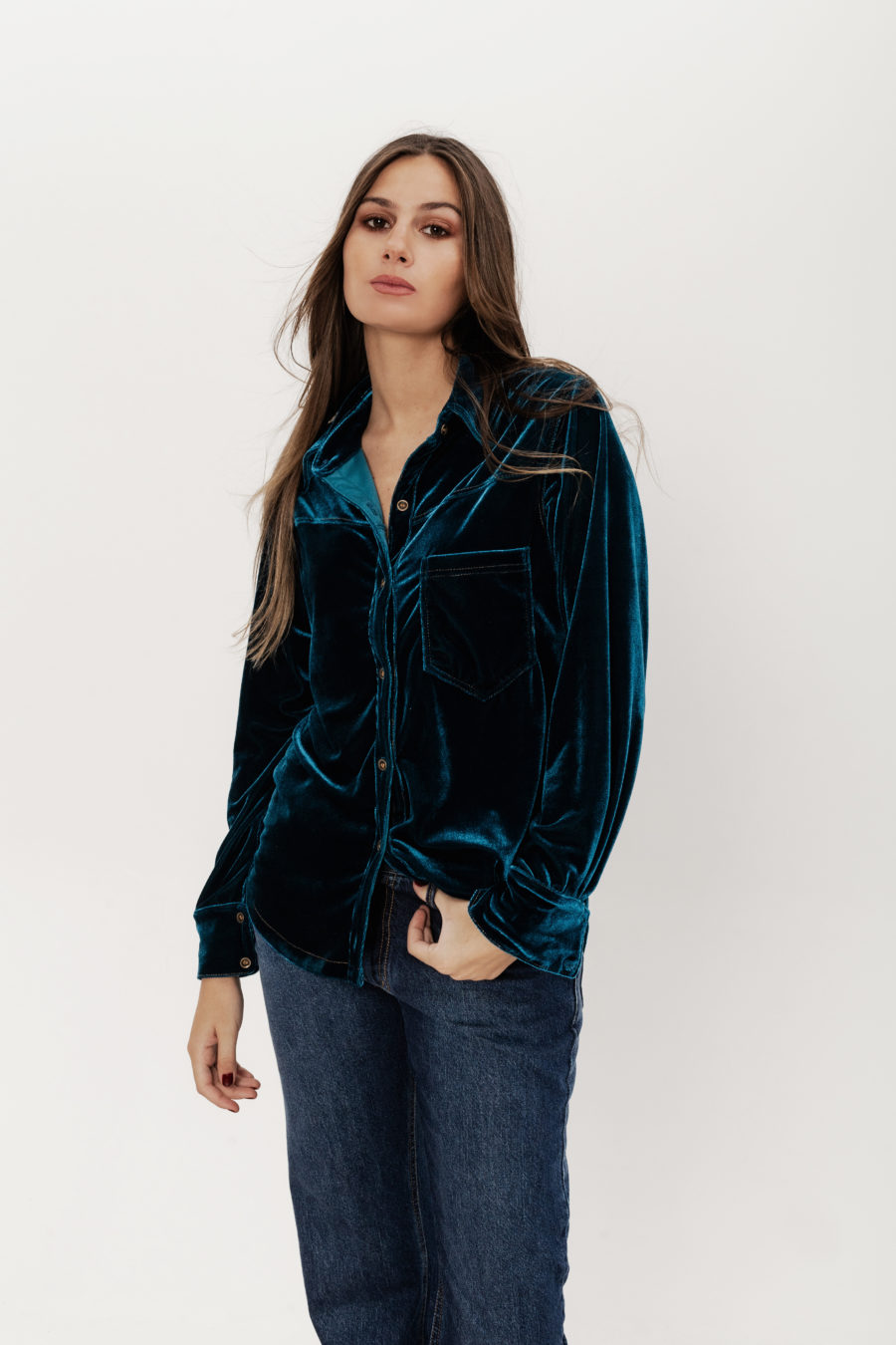 CAMISA TERCIOPELO petroleo s